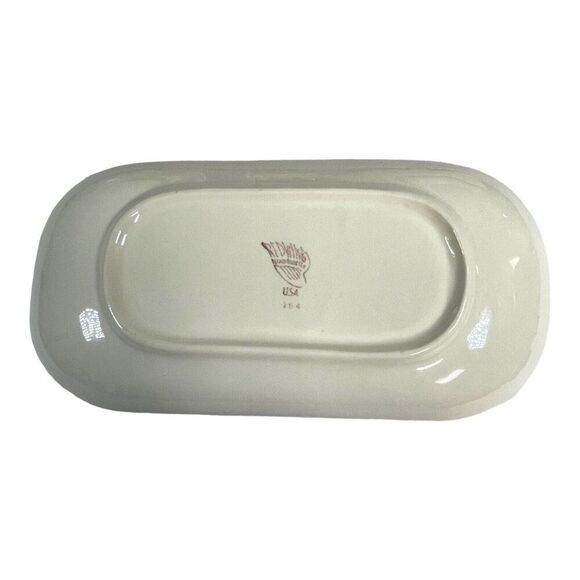 Red wing Pottery Lotus c 1940 Appetizer Serving Tray Celery Plate Hand Painted - Picture 2 of 5